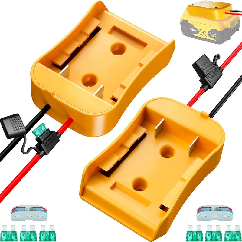 CRIVON 2-Pack for Dewalt 20V Battery Adapter for Power Wheels Battery Upgrade Conversion Kit with Wire Connectors, Fuses, 12AWG Wire, Power Tool Drill Battery Converter Adapter for Kids Car, RC Toy, DIY, Etc - Image 1
